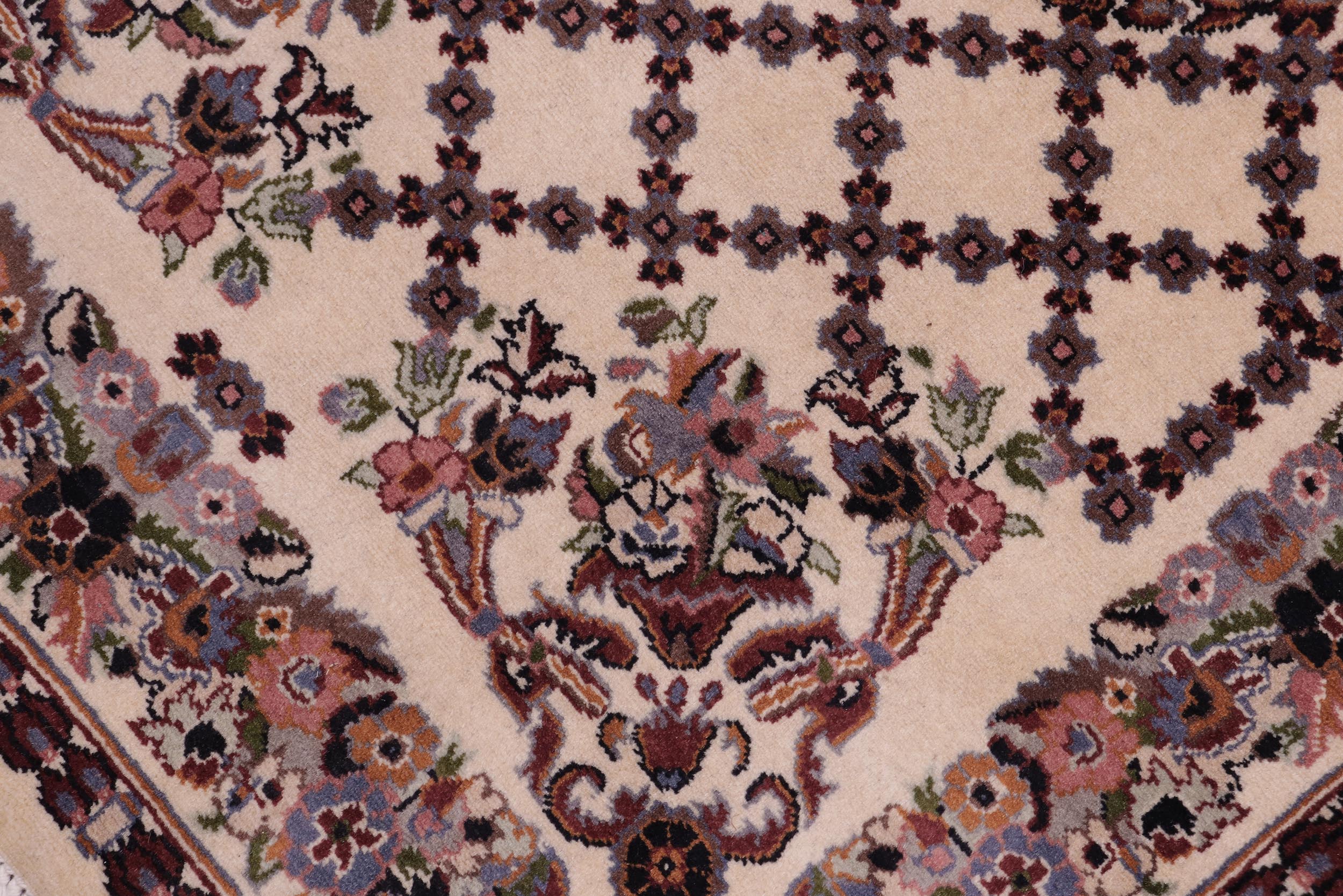 handmade Traditional Golden Ivory Blue Hand Knotted RECTANGLE 100% WOOL area rug 3x4