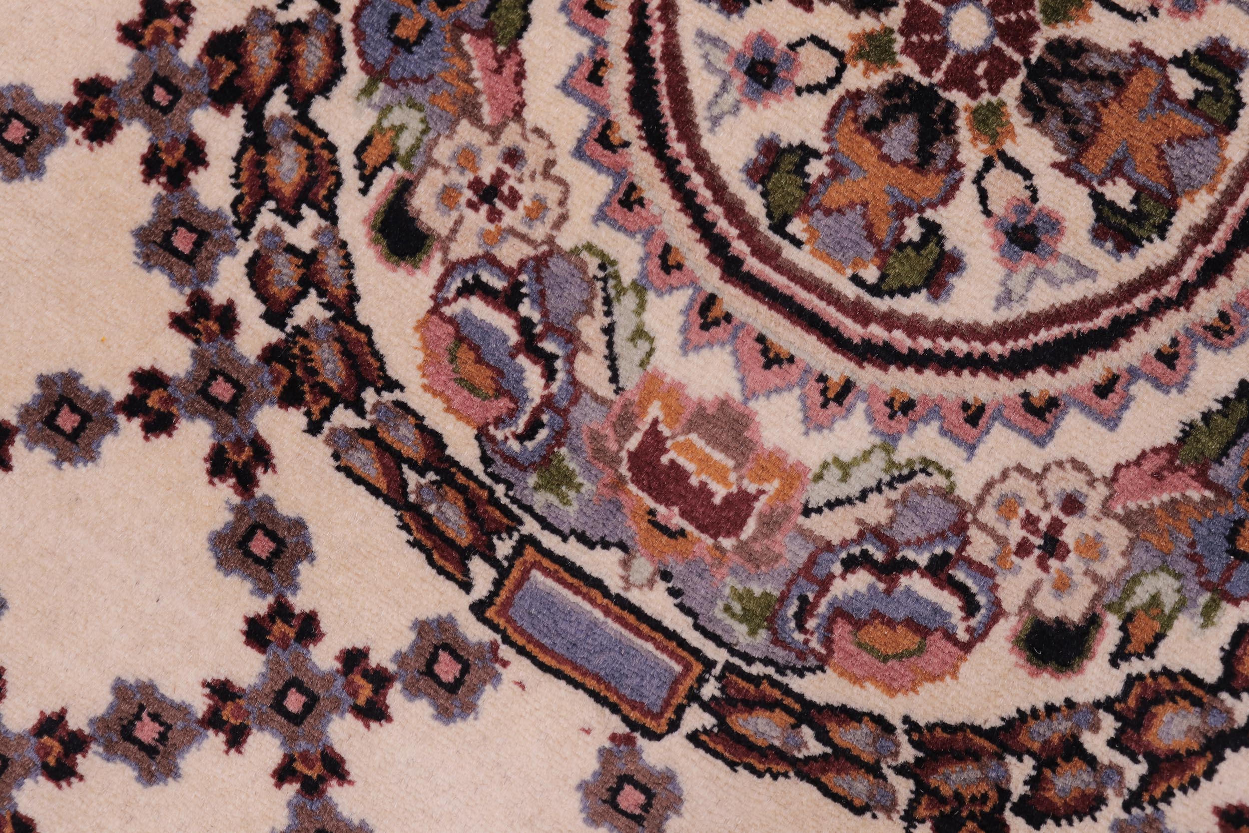 handmade Traditional Golden Ivory Blue Hand Knotted RECTANGLE 100% WOOL area rug 3x4