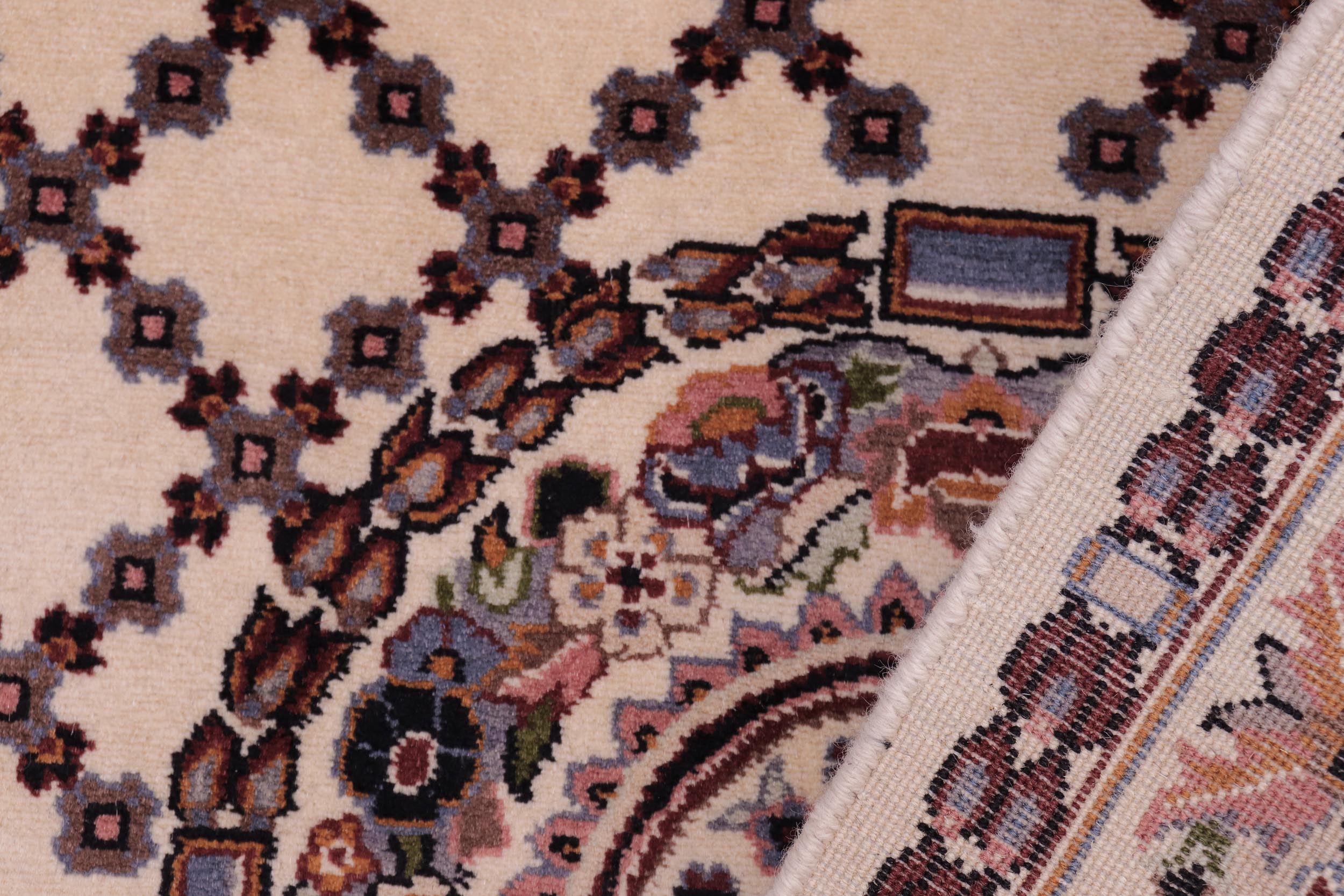 handmade Traditional Golden Ivory Blue Hand Knotted RECTANGLE 100% WOOL area rug 3x4