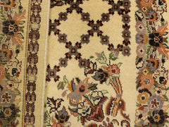 handmade Traditional Golden Ivory Blue Hand Knotted RECTANGLE 100% WOOL area rug 3x4