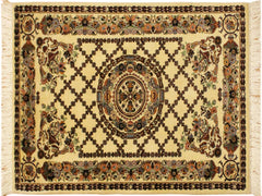 handmade Traditional Golden Ivory Blue Hand Knotted RECTANGLE 100% WOOL area rug 3x4