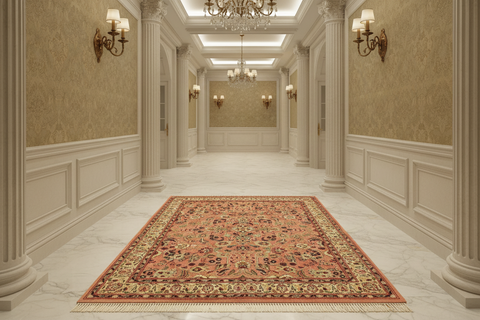 handmade Traditional Abasi Afsha Pink Beige Hand Knotted RECTANGLE 100% WOOL area rug 2x4