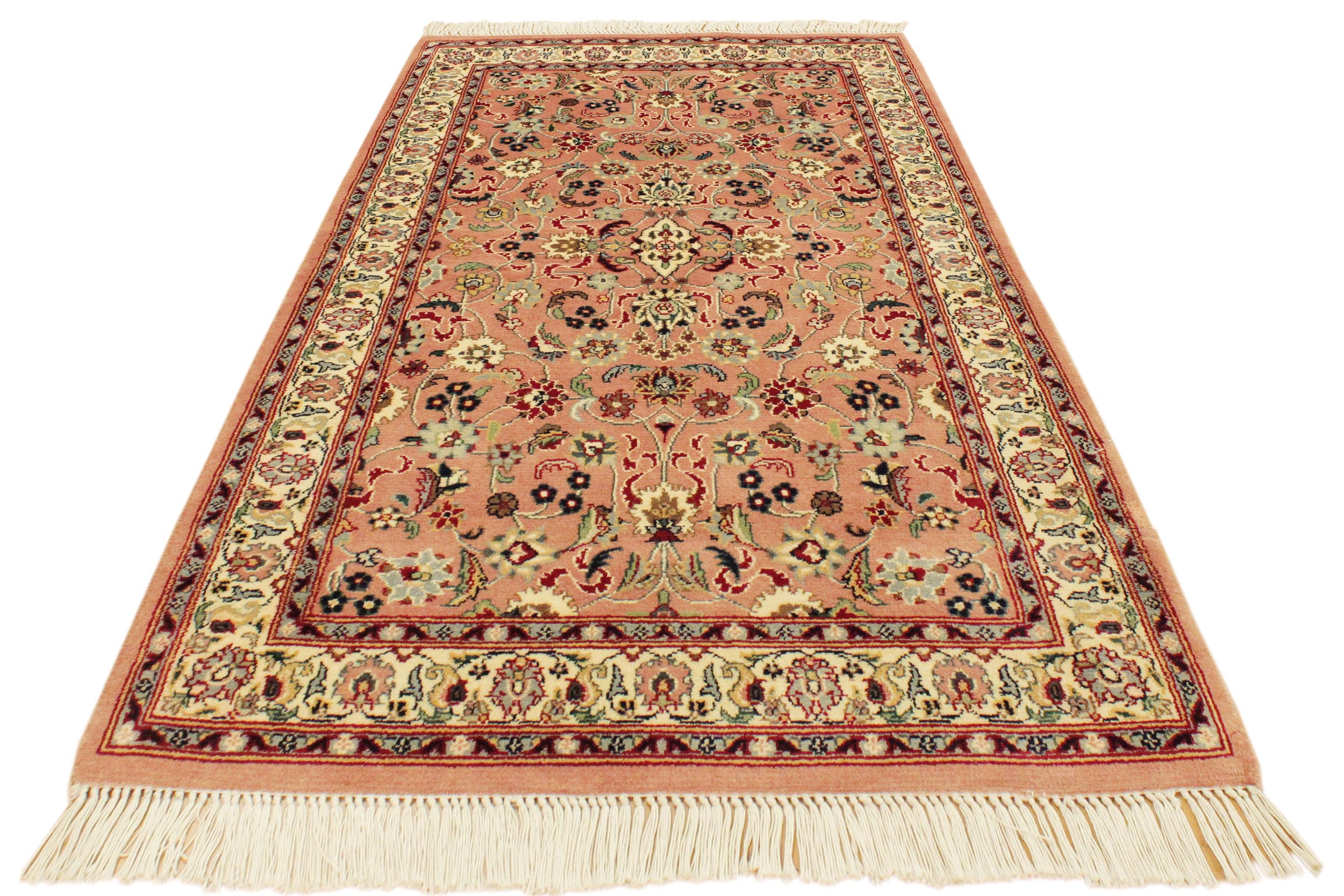 handmade Traditional Abasi Afsha Pink Beige Hand Knotted RECTANGLE 100% WOOL area rug 2x4