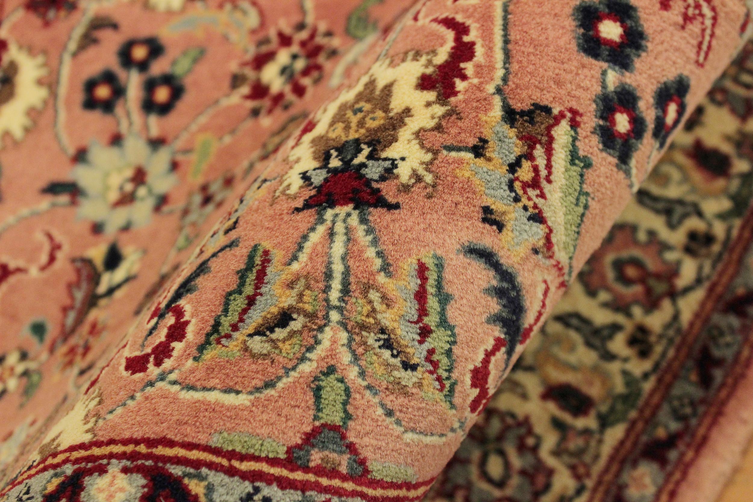 handmade Traditional Abasi Afsha Pink Beige Hand Knotted RECTANGLE 100% WOOL area rug 2x4