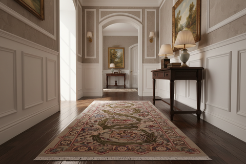 handmade Transitional Marry Gold Lt. Green Lt. Green Hand Knotted RECTANGLE 100% WOOL area rug 2x4