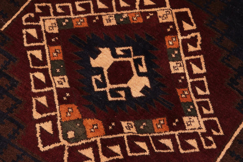 handmade Geometric Kargahi Blue Rust Hand Knotted RECTANGLE 100% WOOL area rug 7' x 10'