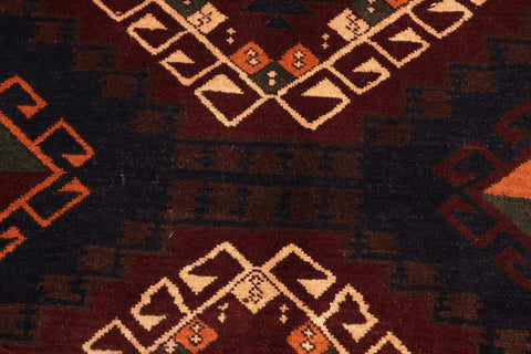 handmade Geometric Kargahi Blue Rust Hand Knotted RECTANGLE 100% WOOL area rug 7' x 10'