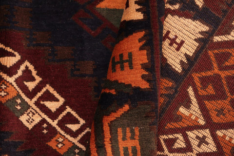 handmade Geometric Kargahi Blue Rust Hand Knotted RECTANGLE 100% WOOL area rug 7' x 10'