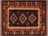 Antique Kargahi Mark Blue/Rust Wool Rug - 6'11'' x 9'11''