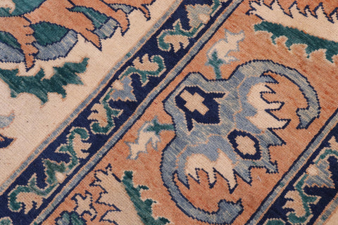 handmade Traditional Kafkaz Tan Orange Hand Knotted RECTANGLE 100% WOOL area rug 5x7