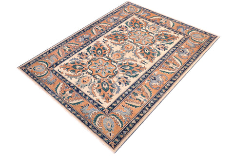 handmade Traditional Kafkaz Tan Orange Hand Knotted RECTANGLE 100% WOOL area rug 5x7