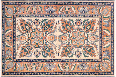 handmade Traditional Kafkaz Tan Orange Hand Knotted RECTANGLE 100% WOOL area rug 5x7