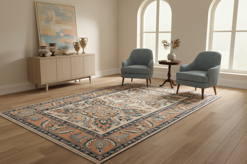 handmade Traditional Kafkaz Tan Orange Hand Knotted RECTANGLE 100% WOOL area rug 5x7