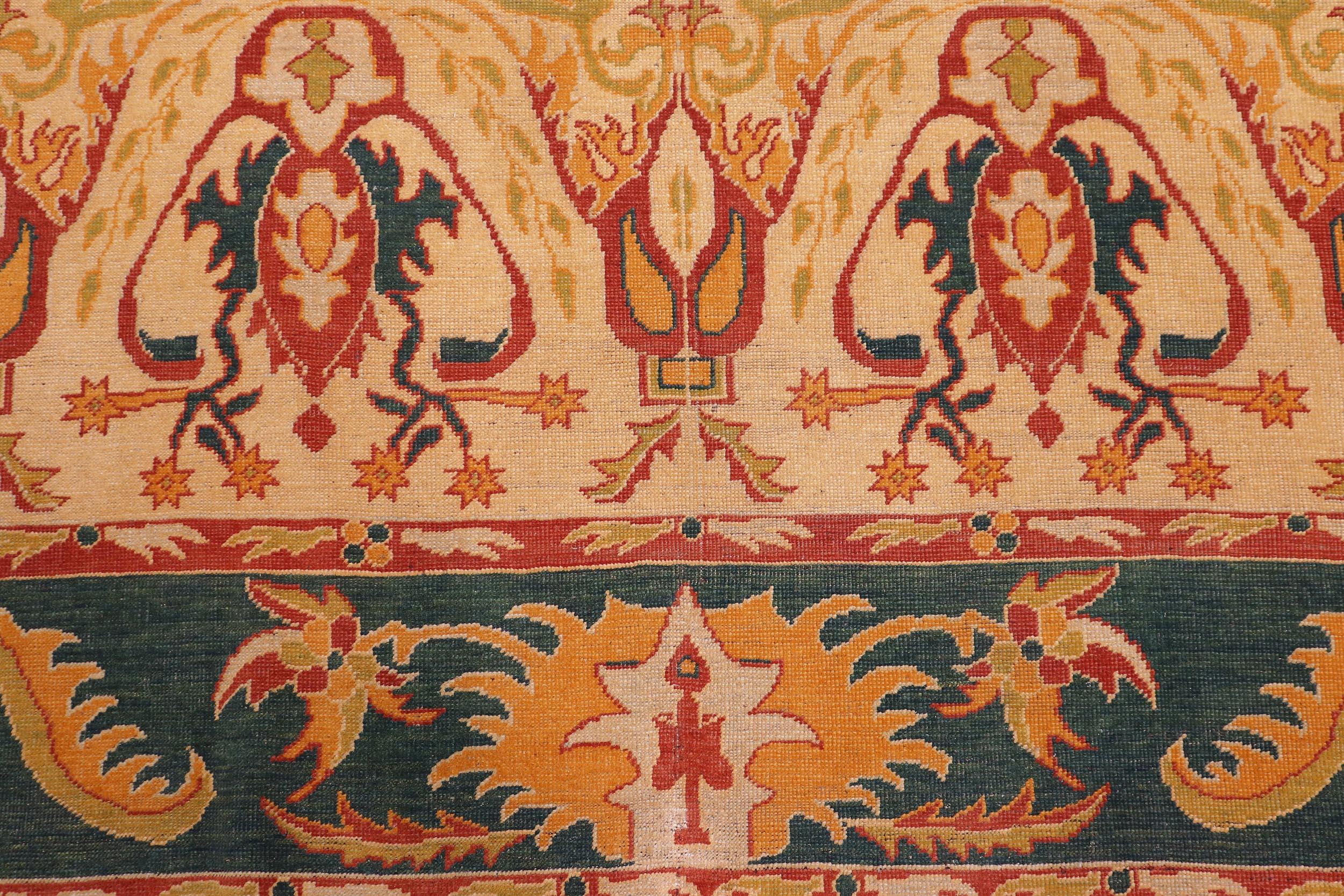 handmade Transitional Antique Beige Green Hand Knotted RECTANGLE 100% WOOL area rug 6' x 7'