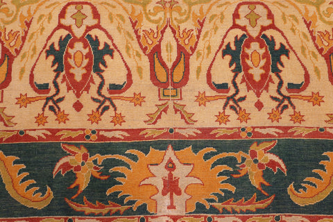 handmade Transitional Antique Beige Green Hand Knotted RECTANGLE 100% WOOL area rug 6' x 7'