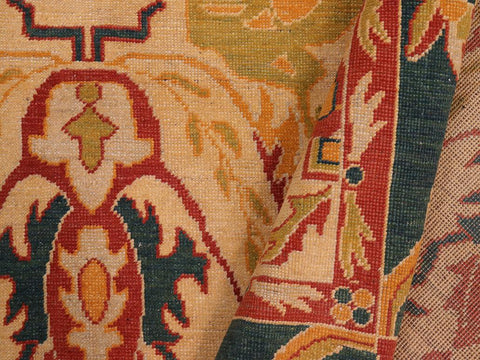 handmade Transitional Antique Beige Green Hand Knotted RECTANGLE 100% WOOL area rug 6x7