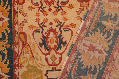 handmade Transitional Antique Beige Green Hand Knotted RECTANGLE 100% WOOL area rug 6' x 7'