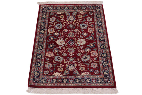 handmade Traditional Abasi Afsha Red Blue Hand Knotted RECTANGLE 100% WOOL area rug 2x3