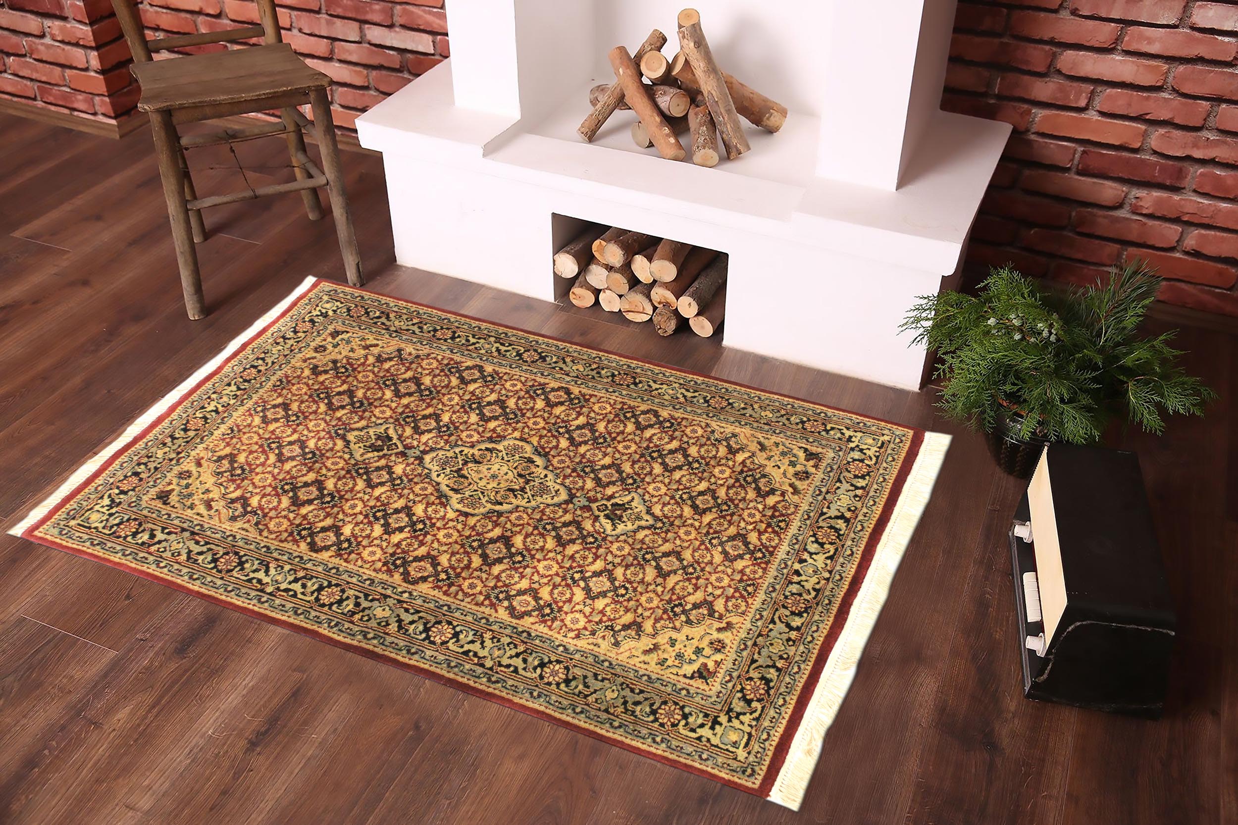 handmade Traditional Kafkaz Red Blue Hand Knotted RECTANGLE 100% WOOL area rug 4' x 6'