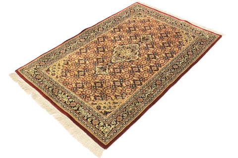 handmade Traditional Kafkaz Red Blue Hand Knotted RECTANGLE 100% WOOL area rug 4' x 6'