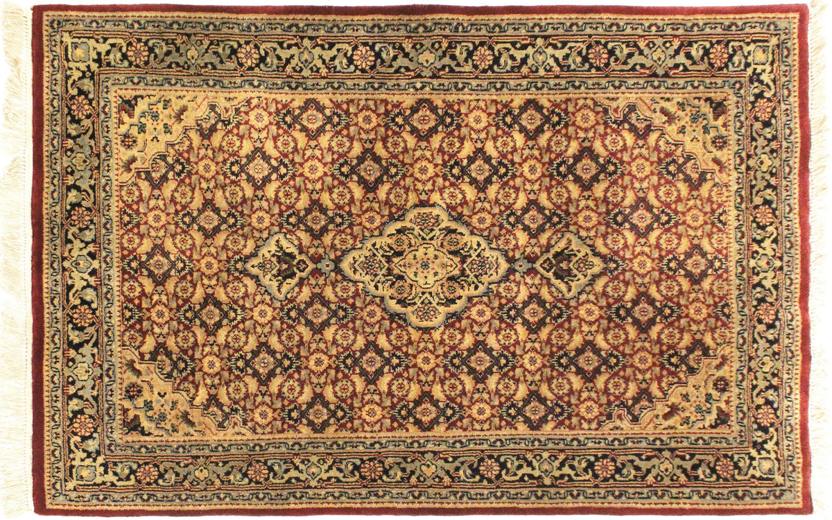 handmade Traditional Kafkaz Red Blue Hand Knotted RECTANGLE 100% WOOL area rug 4' x 6'