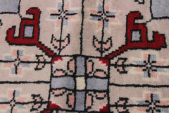 handmade Geometric Bokhara Red Grey Hand Knotted ROUND 100% WOOL area rug 2X2