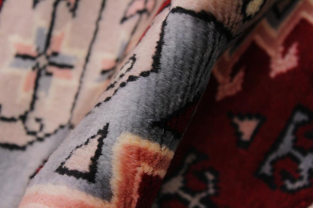 handmade Geometric Bokhara Red Grey Hand Knotted ROUND 100% WOOL area rug 2X2