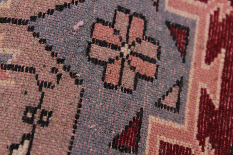 handmade Geometric Bokhara Red Grey Hand Knotted ROUND 100% WOOL area rug 2X2