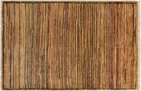 handmade Modern Gabbeh Beige Brown Hand Knotted RECTANGLE 100% WOOL area rug 3' x 5'