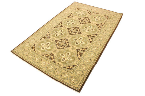 handmade Transitional Kafkaz Brown Green Hand Knotted RECTANGLE 100% WOOL area rug 4X7