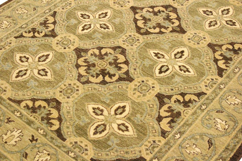 handmade Transitional Kafkaz Brown Green Hand Knotted RECTANGLE 100% WOOL area rug 4X7