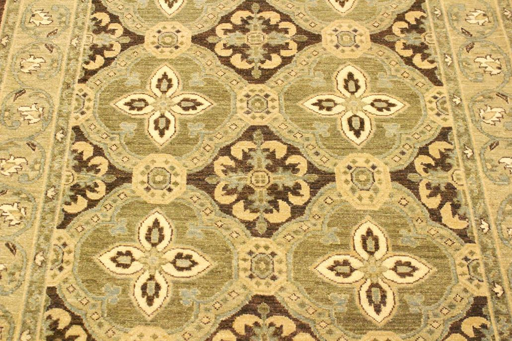 handmade Transitional Kafkaz Brown Green Hand Knotted RECTANGLE 100% WOOL area rug 4X7