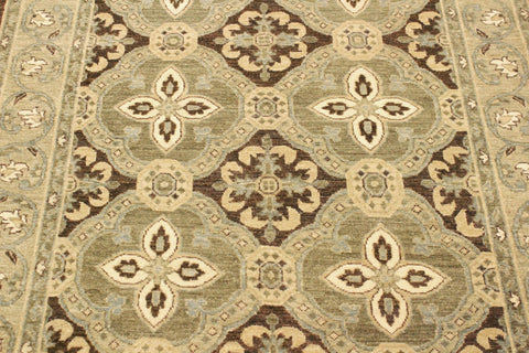 handmade Transitional Kafkaz Brown Green Hand Knotted RECTANGLE 100% WOOL area rug 4' x 7'