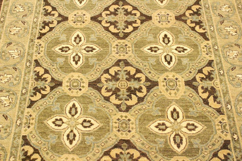 handmade Transitional Kafkaz Brown Green Hand Knotted RECTANGLE 100% WOOL area rug 4X7