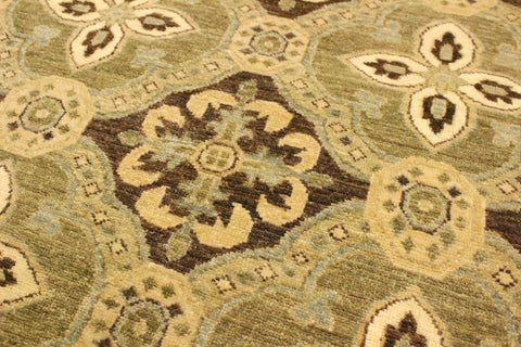 handmade Transitional Kafkaz Brown Green Hand Knotted RECTANGLE 100% WOOL area rug 4X7