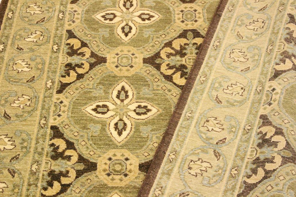 handmade Transitional Kafkaz Brown Green Hand Knotted RECTANGLE 100% WOOL area rug 4X7