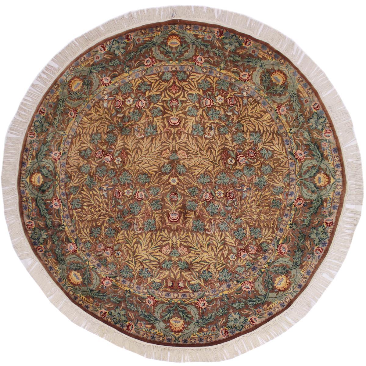 handmade Traditional Imran Brown Green Hand Knotted ROUND 100% WOOL area rug 8x8