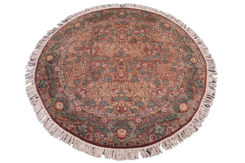 handmade Traditional Imran Brown Green Hand Knotted ROUND 100% WOOL area rug 8'x8'