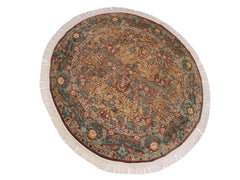 handmade Traditional Imran Brown Green Hand Knotted ROUND 100% WOOL area rug 8x8