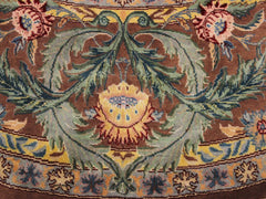 handmade Traditional Imran Brown Green Hand Knotted ROUND 100% WOOL area rug 8x8