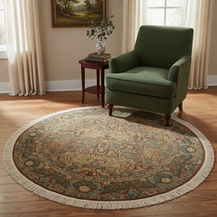 Imran Heritage Carina Brown/Green Wool Round - 8'0''X8'1''