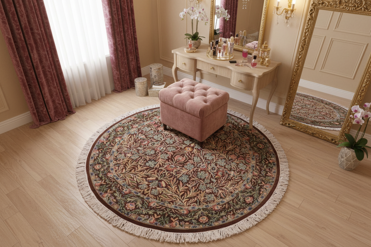 handmade Traditional Imran Brown Gray Hand Knotted ROUND 100% WOOL area rug 6' x 6'