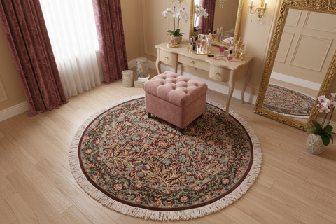 handmade Traditional Imran Brown Gray Hand Knotted ROUND 100% WOOL area rug 6' x 6'