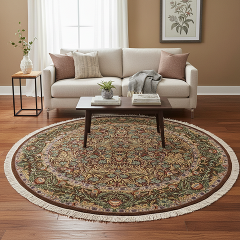 handmade Traditional Imran Brown Gray Hand Knotted ROUND 100% WOOL area rug 8x8