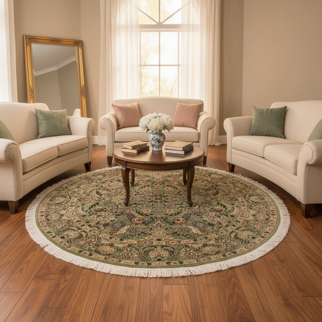 handmade Traditional Nagi Lt. Green Gray Hand Knotted ROUND 100% WOOL area rug 6'x6'