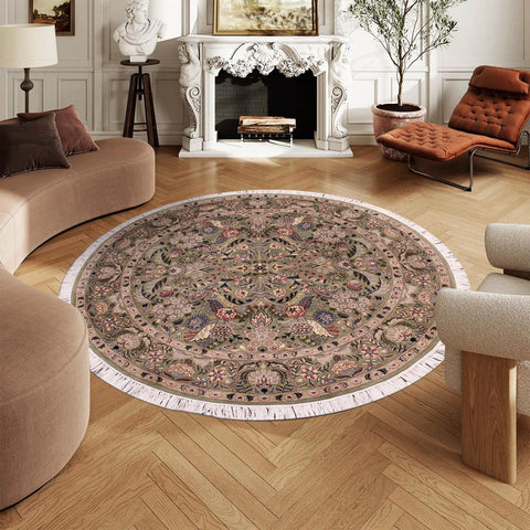 handmade Traditional Nagi Lt. Green Gray Hand Knotted ROUND 100% WOOL area rug 6' x 6'