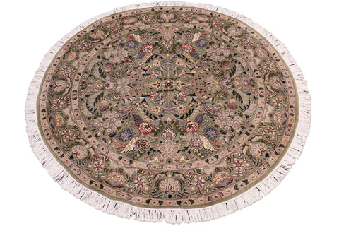 handmade Traditional Nagi Lt. Green Gray Hand Knotted ROUND 100% WOOL area rug 6' x 6'