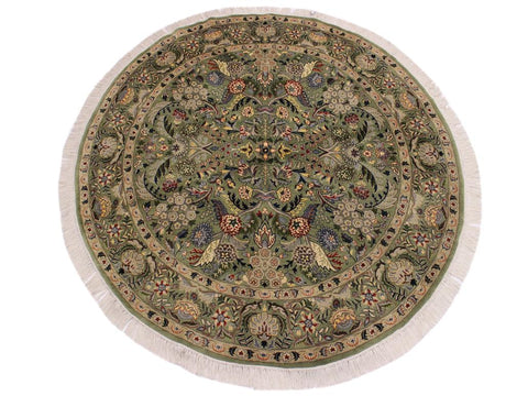 handmade Traditional Nagi Lt. Green Gray Hand Knotted ROUND 100% WOOL area rug 6x6