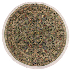 handmade Traditional Nagi Lt. Green Gray Hand Knotted ROUND 100% WOOL area rug 6x6