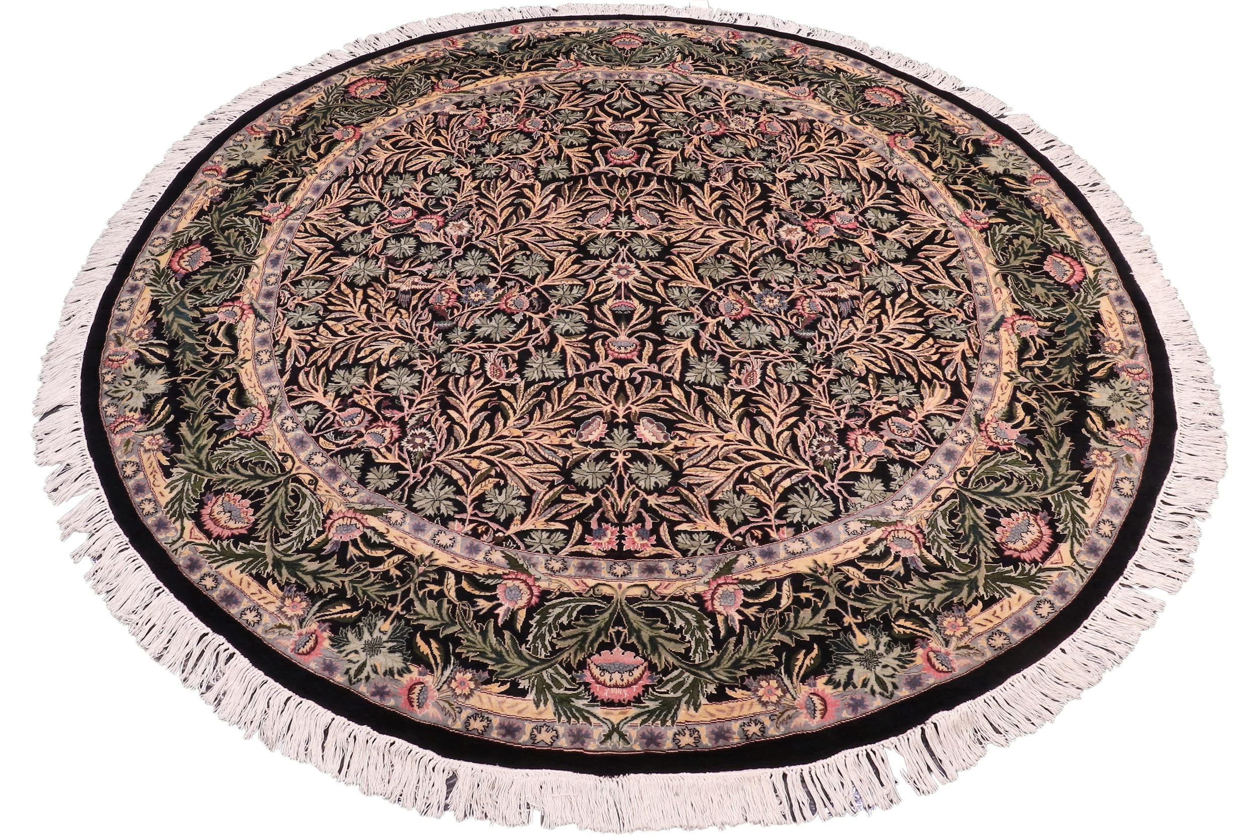 handmade Traditional Imran Black Green Hand Knotted ROUND 100% WOOL area rug 8'x8'